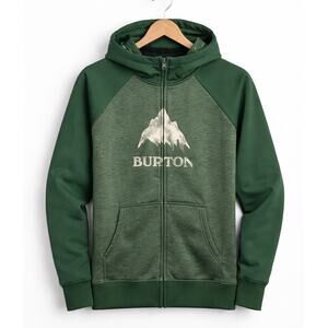 Burton Mens M Hoodie Green Dryride Full Zip Snowboard Jacket Mountain
